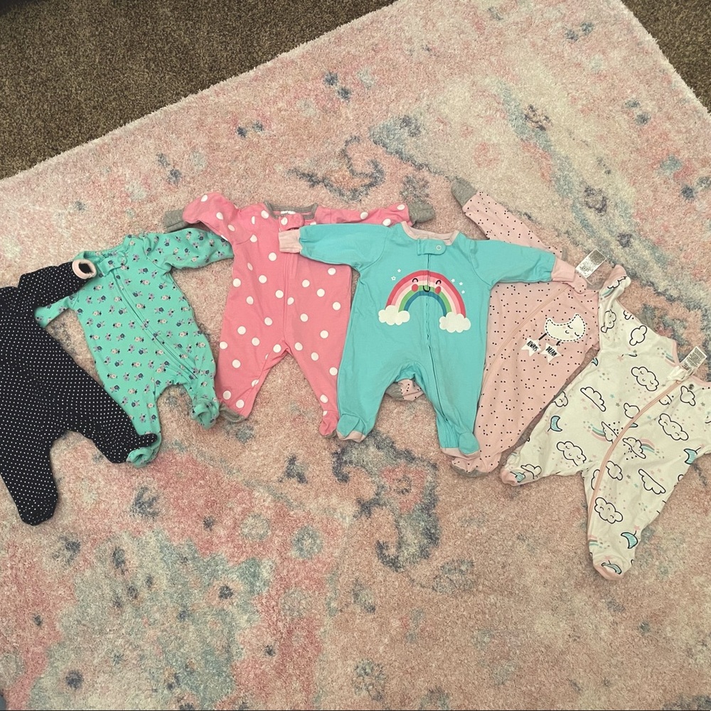 Premie Baby Girl Zipper Footie Pajamas